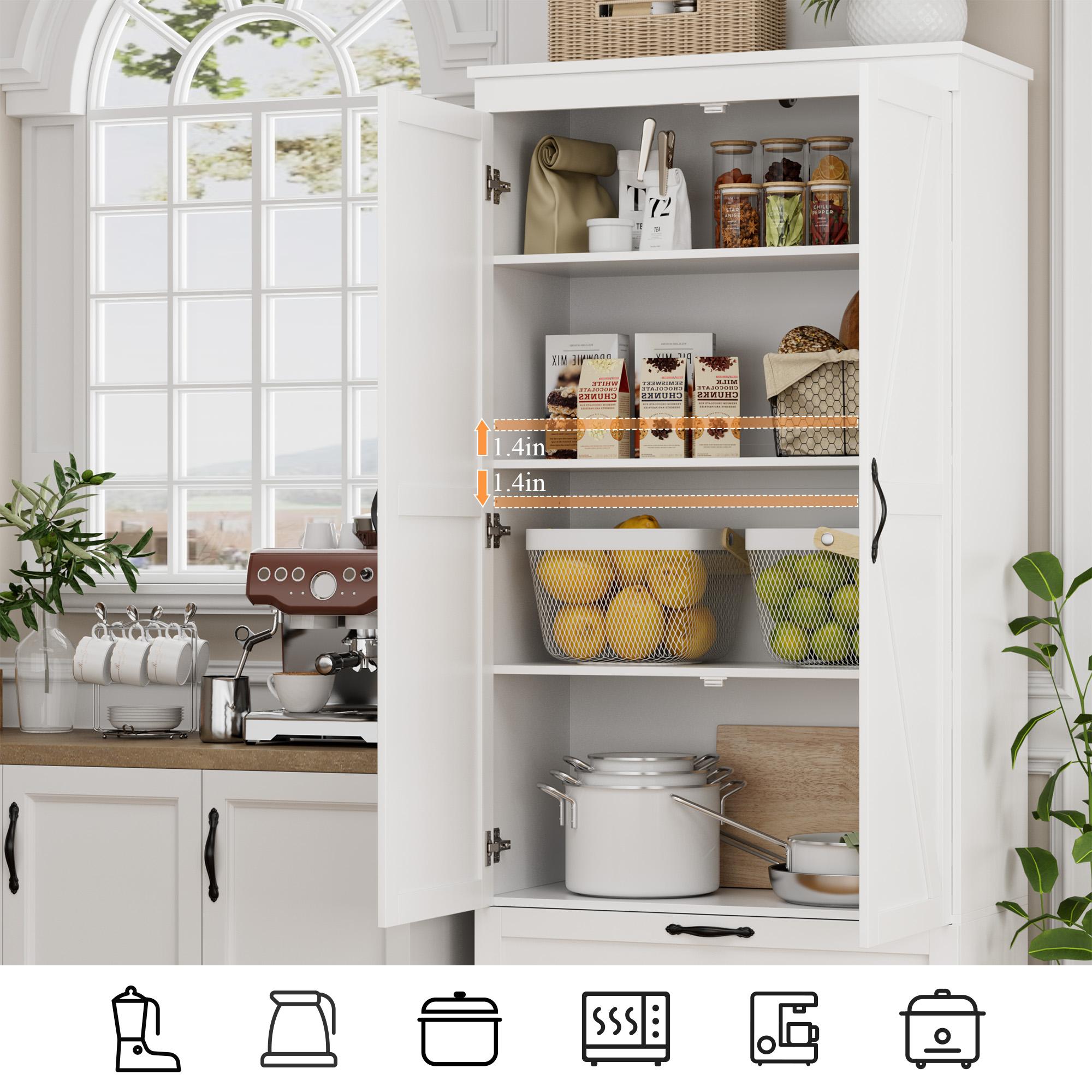 HOSTACK 70" Tall Kitchen Pantry Storage Cabinet with Barn Doors, Modern Storage Cabinet with Drawers, Adjustable Shelves,Black Friday,Christmas gifts HOSTACK 70" Tall Kitchen Pantry Storage Cabinet with Barn Doors, Modern Storage Cabinet with Drawers, Adjustable Shelves,Black Friday,Christmas gifts