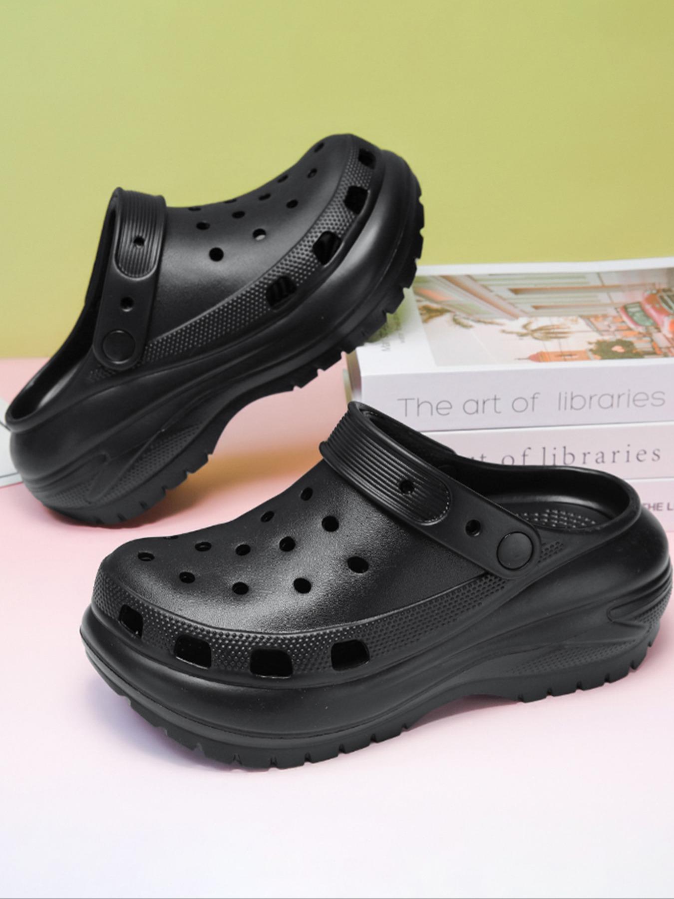 Women's Plain Color Platform Clogs, Casual Comfortable Breathable Clogs, Fashionable Shoes for Indoor & Outdoor Wear, Beach Shoes Slippers