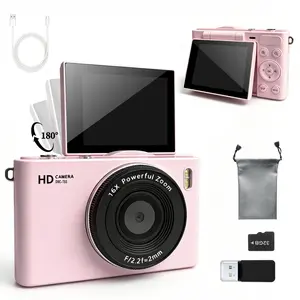 Digital Camera with Flip Screen, 180° Rotatable Display, Auto Focus, HD Photography, Lightweight Design, Ideal Gift for Beginners