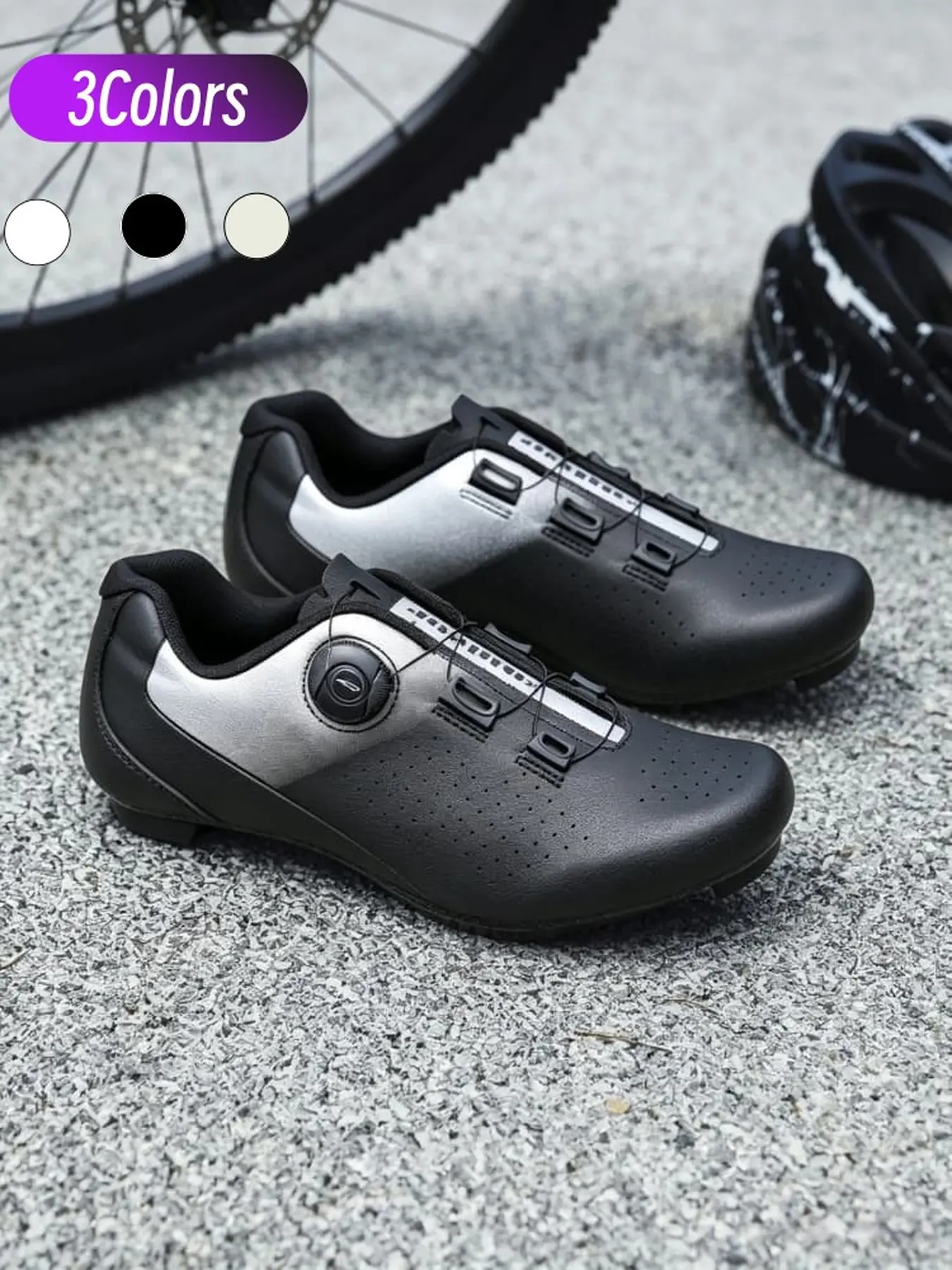 Casual Training Mountain Bike Cycling Shoes, Breathable Perforated Upper With Dual Twist Buckles, Anti-slip Rubber Outsole For Comfortable Riding Training