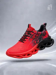 [Dn. Monkeys] New Dad Shoes, Trendy Colorblock Flame Pattern, Thick Sole Sporty Running Shoes, Breathable Textile Upper, All Seasons