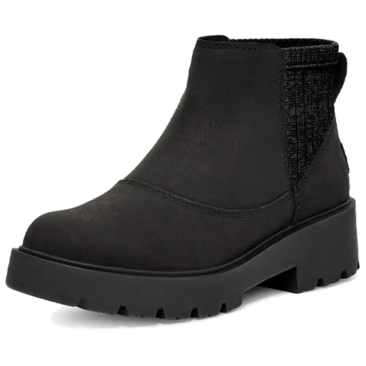 UGG Leather Comfortable Slip-On Short Chelsea Boots 1166758-BLK