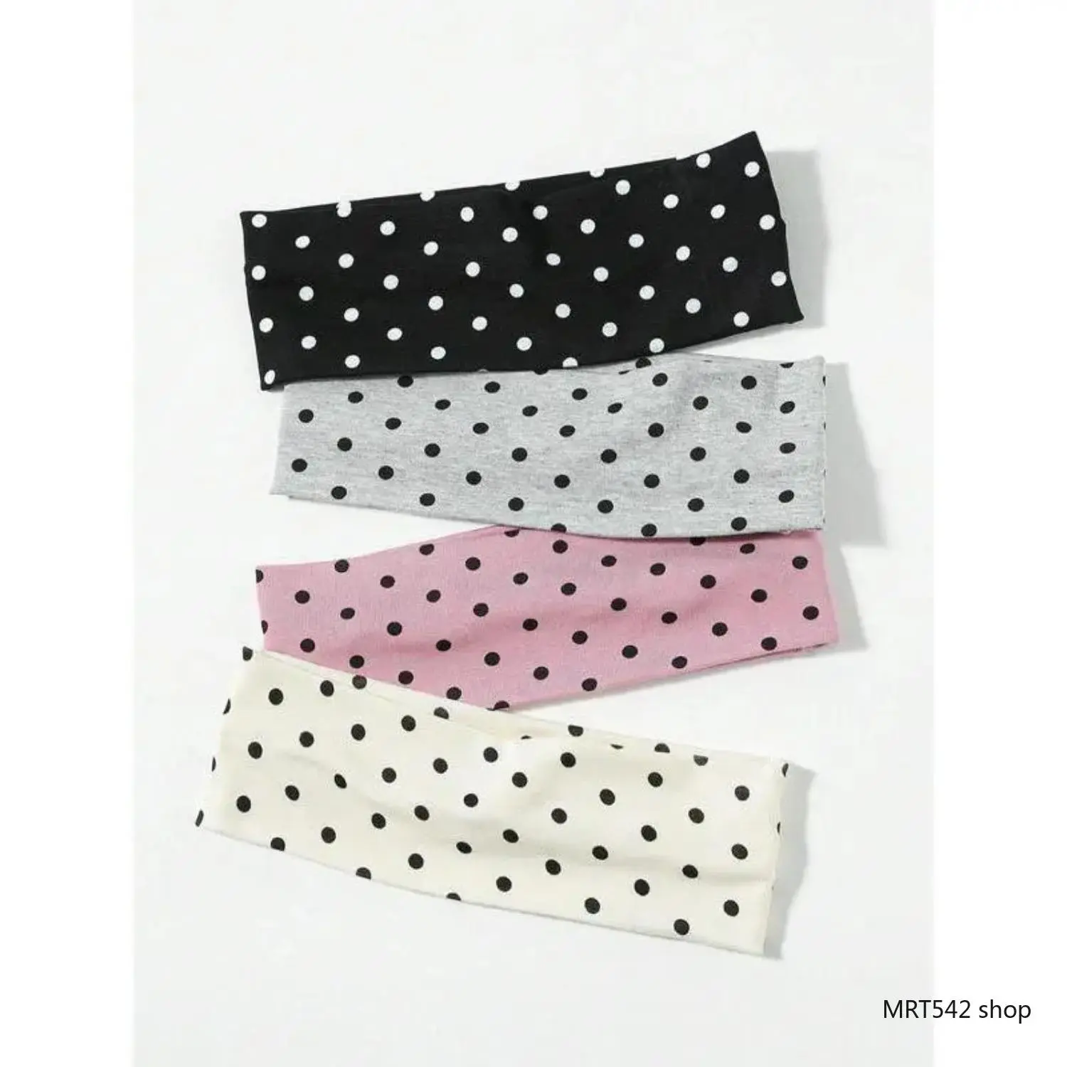 4PC Polka Dot Headbands for Women Multi Pack Wide Elastic Hair Bands Retro Turban Headwrap Non Slip Sweatband for Thick Hair Yoga Sports