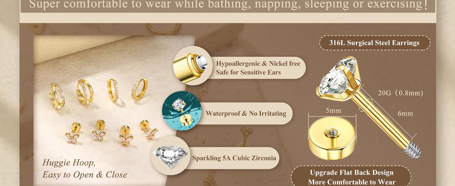 Jstyle Trendy 14K Gold Plated Chain Earrings for Women Hypoallergenic Double Piercing Dangle Chain Huggie Hoop Earrings Jstyle Trendy 14K Gold Plated Chain Earrings for Women Hypoallergenic Double Piercing Dangle Chain Huggie Hoop Earrings