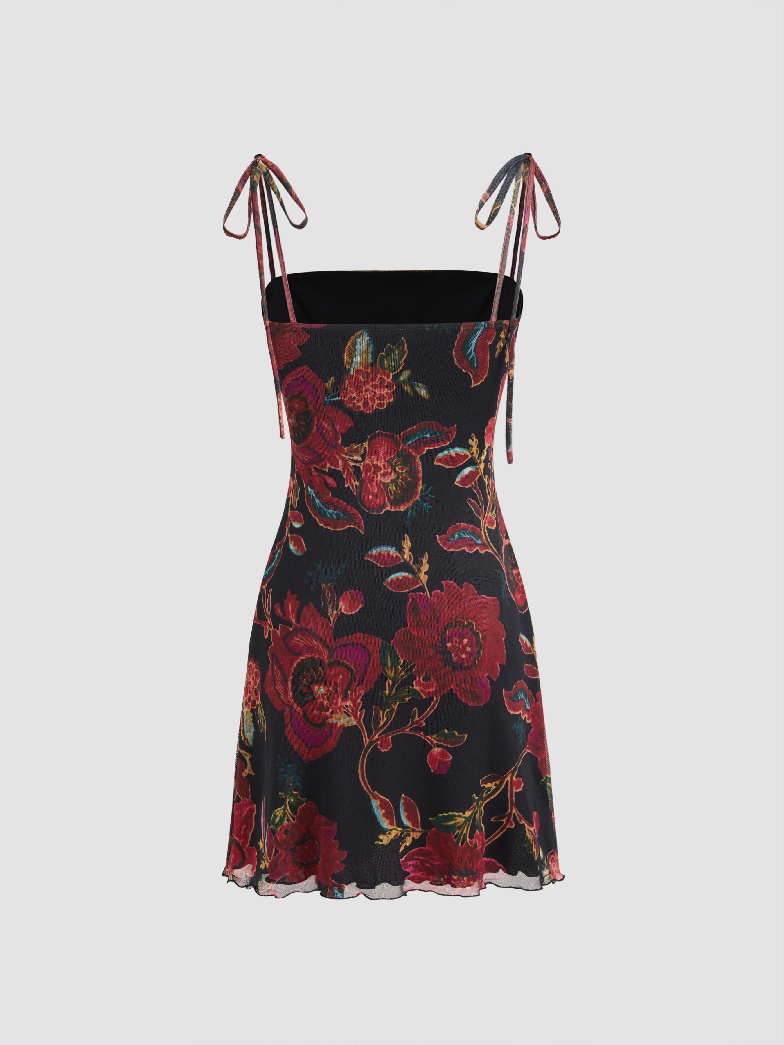 Cider [size 0-10] Square Neck Floral Ruched Mini Dress