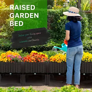 Portable Elevated Planter Box with Legs, Plastic Raised Garden Bed with Drainage Holes for Indoor Outdoor Vegetables Gardening