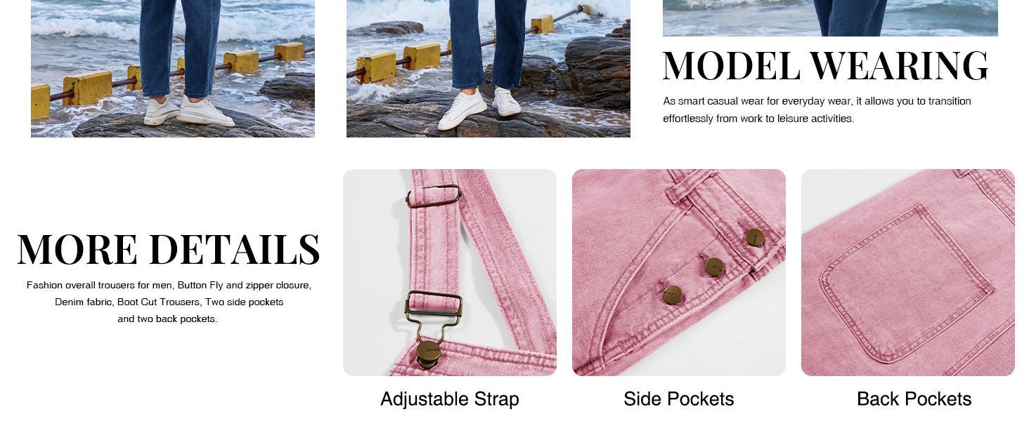 PASLTER Men's Denim Bib Overalls Jeans Fashion Boot Cut Trousers Casual Slim Fit Adjustable Straps Jumpsuit PASLTER Men's Denim Bib Overalls Jeans Fashion Boot Cut Trousers Casual Slim Fit Adjustable Straps Jumpsuit