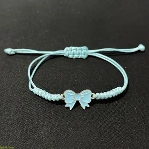 Multicolor Polymer Clay Beaded Bracelet, 2026 Trendy Jewelry With Enamel Bow Decor, Lovely Matching Set For Best Friends, Stylish Ornament For Casual Look And Gifting