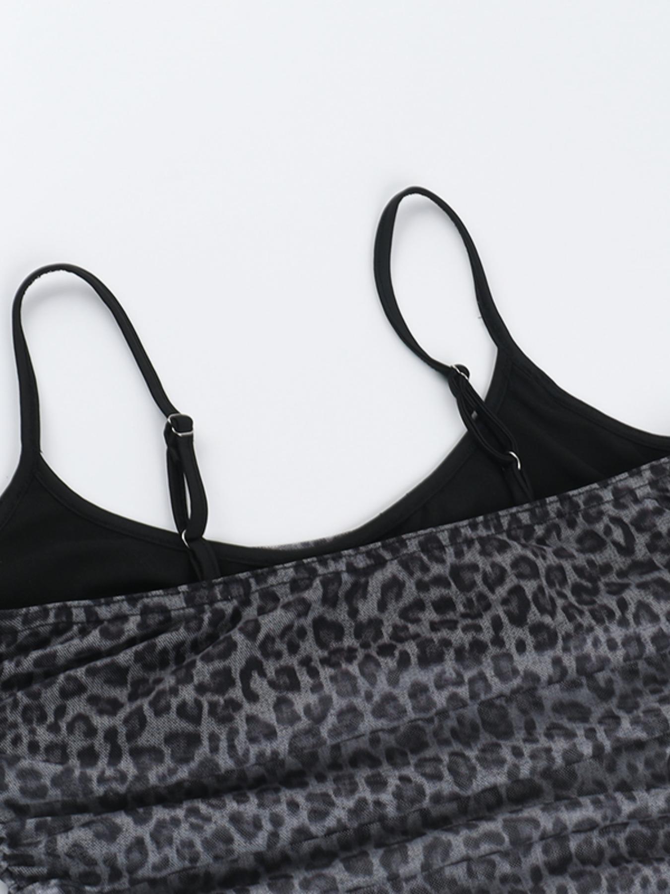 Women's Leopard Print Top, Casual Sleeveless Top for Summer, Women's Clothing for Daily Wear Top, Casual Comfy Cami