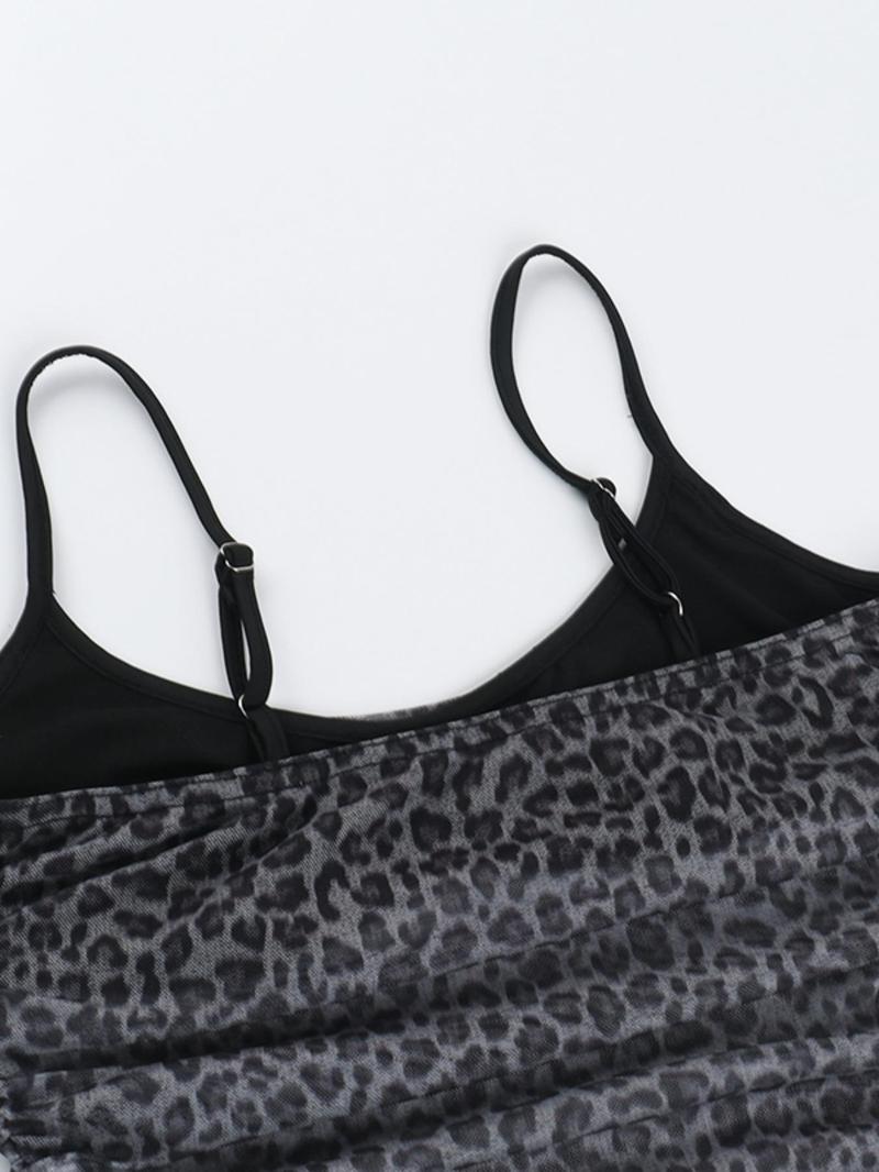 Women's Leopard Print Top, Casual Sleeveless Top for Summer, Women's Clothing for Daily Wear Top, Casual Comfy Cami