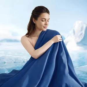 Cooling Comforter  Size,Double-Sided Blue Cooling Blanket for Hot Sleepers,Q-Max 0.45 Soft Breathable Silky Smooth Lightweight   Summer Comforter (Blue, )