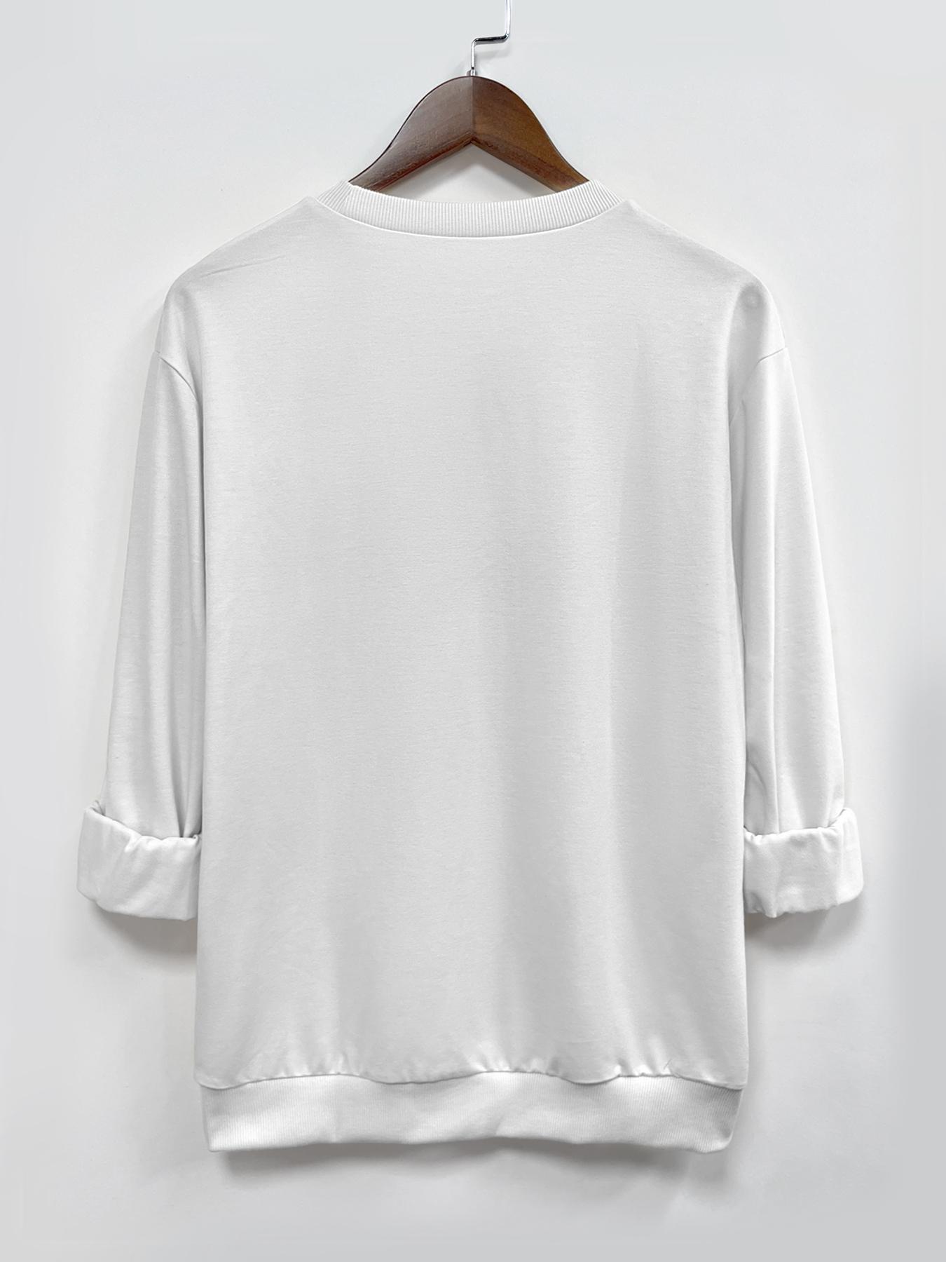 Women's Letter Print Crew Neck Sweatshirt, Casual Long Sleeve Pullover for Fall & Winter, Women's Clothes for Daily Wear