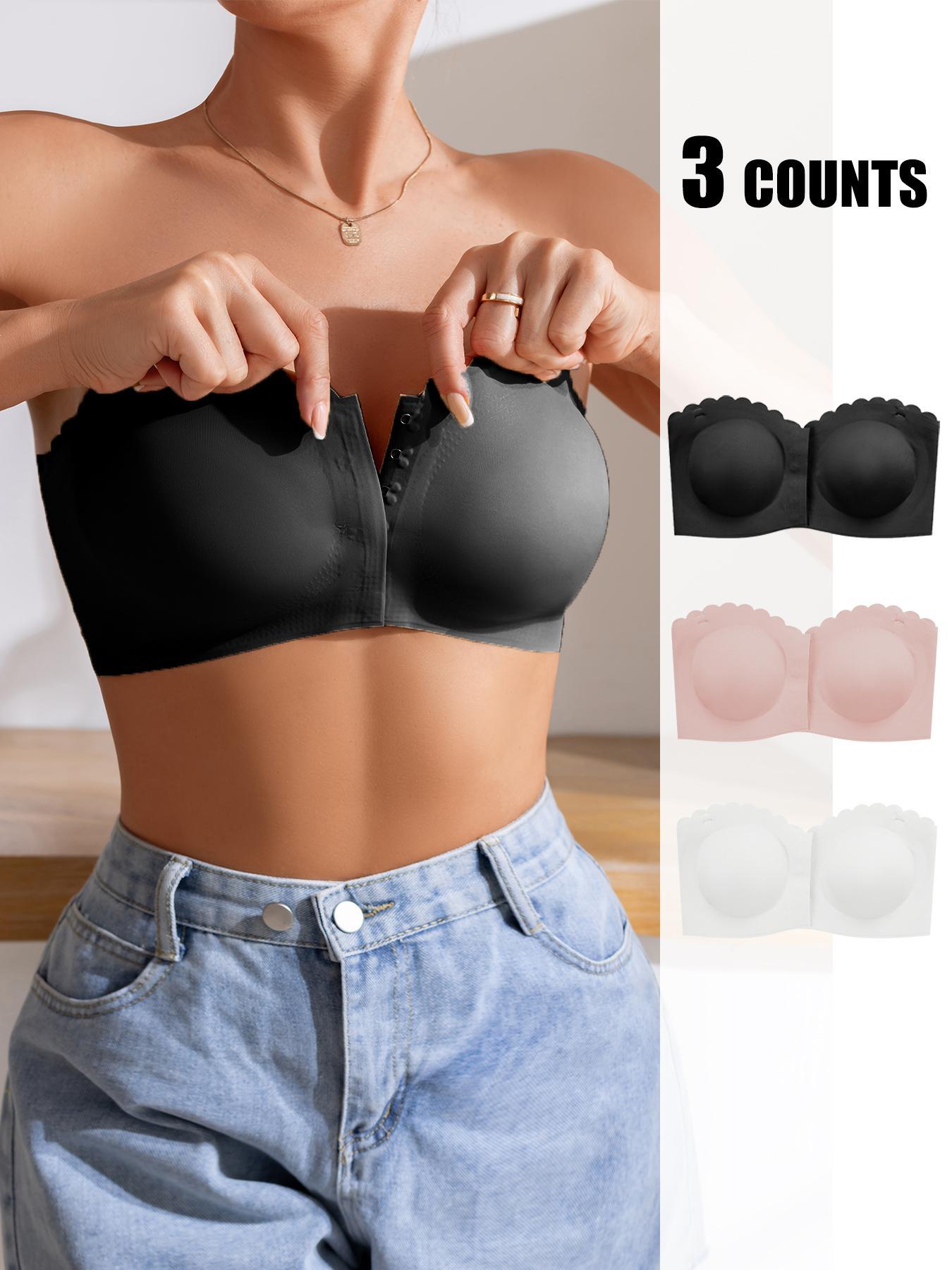 Women's Wireless Bra with Buckle Closure, Full Coverage Slim-Fitting Lined Top, Comfortable Strapless Design for All Seasons