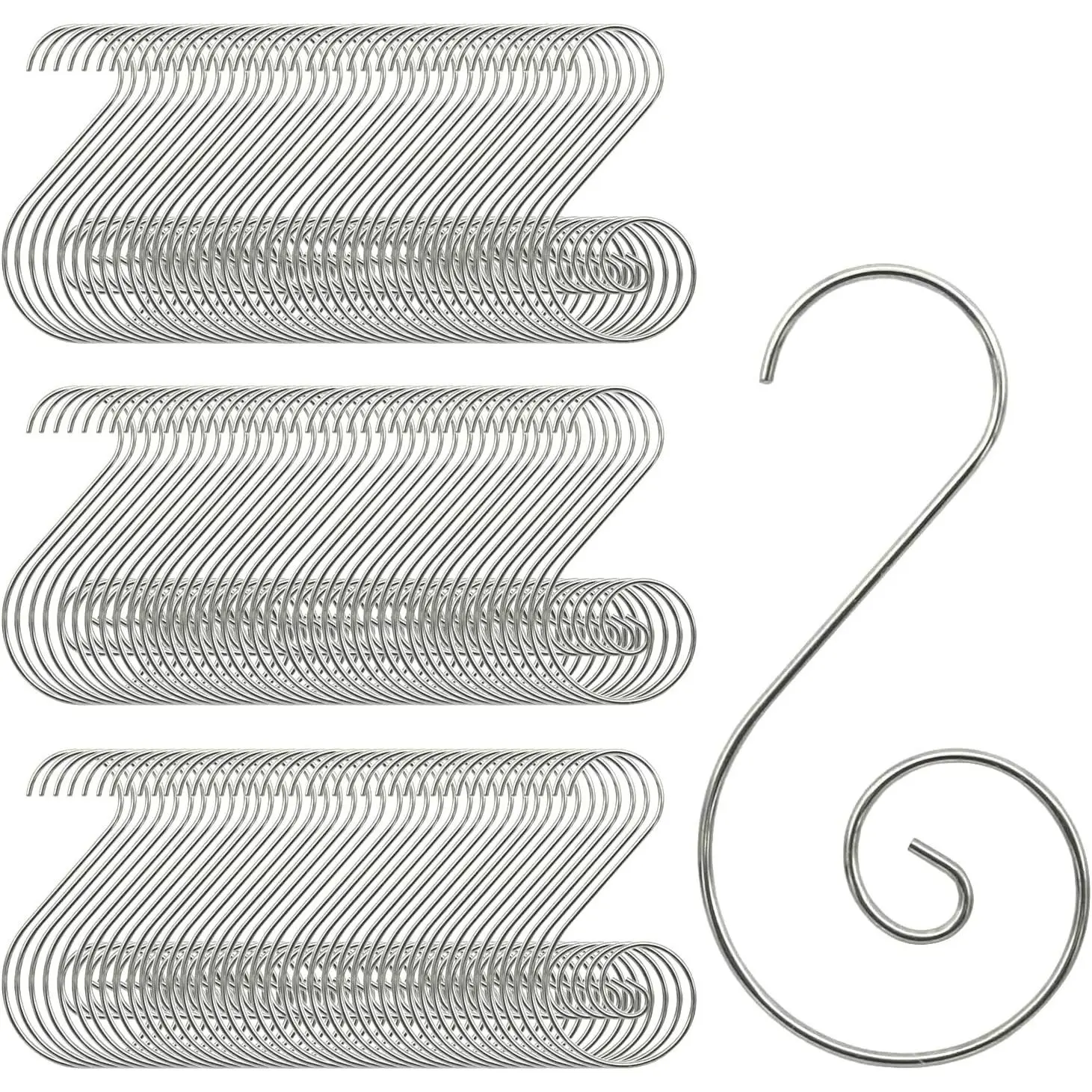 120 Pack Silver Christmas Ornament Hooks - Christmas Tree Hangers for Ornament DecorationGift