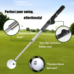 Swing Practice Stick, Telescopic  Grip Training Aid with Non-slip Rubber Handle,  Training & Warmup Practice Stick,  Accessories,  Grip,  Swing Trainer   swing  aid Portability Metal Design Steel Durability Control  ball golf impact tape new putter