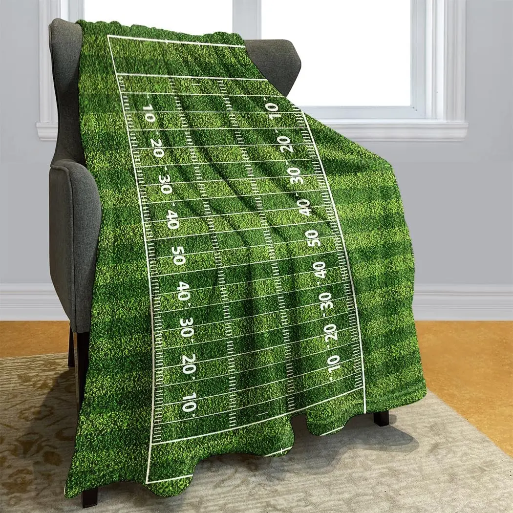 Football Field Green Lawn Blanket 50" x 60", Gifts for Football Lovers, Boy Teen