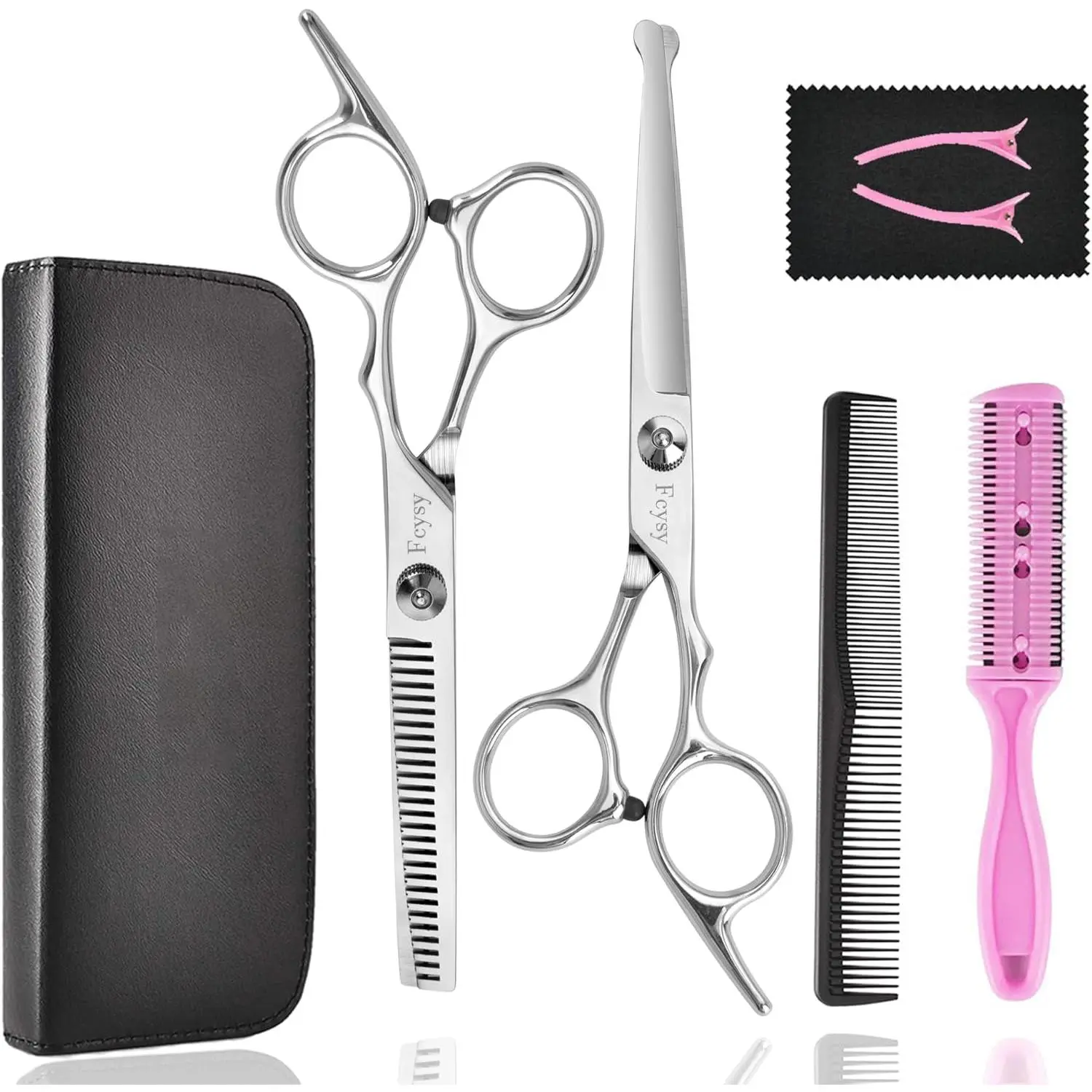 Children's hair cutting scissors and thinning scissors set, child-safe round-tipped hair cutting tools, stainless steel hair cutting tools, suitable for toddlers, boys and girls for home use