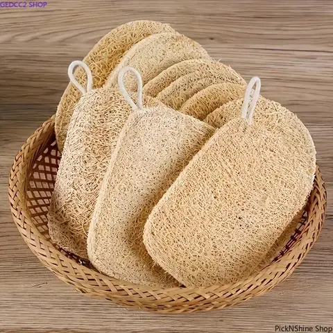 6Pcs Natural Porous Exfoliating Bath Sponge Set - Bamboo Fiber Cotton Back Scrubber, Exfoliating Bath Washcloth, Reusable Soft Cleansing Softening Whole Body Tool for Daily Shower, Unisex Sports & Outdoor Camping Hammock Accessory