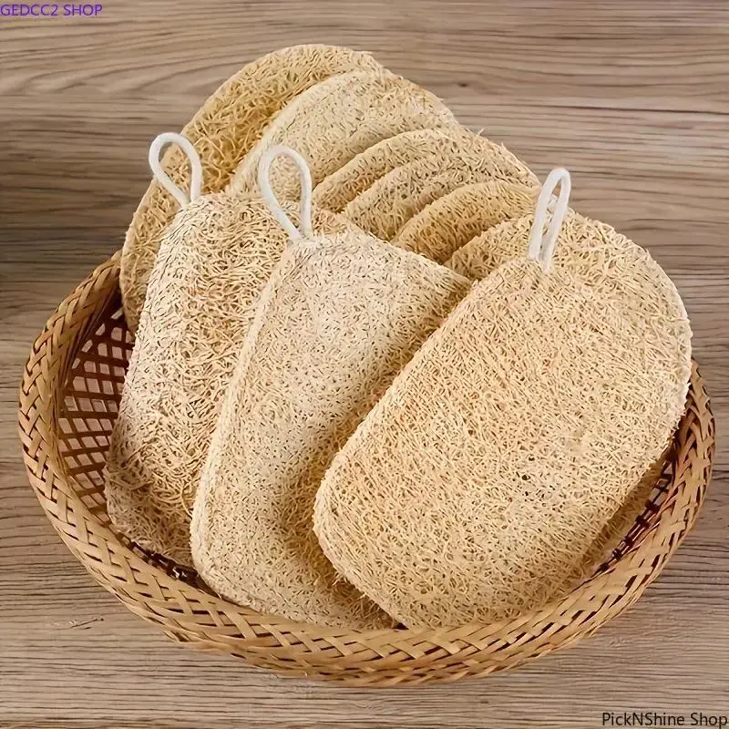 6Pcs Natural Loofah Exfoliating Sponges Set - Soft Gentle Bamboo Fiber Exfoliating Body Brush, Reusable Shower Bath Cleaning Pads for Daily Skin Care