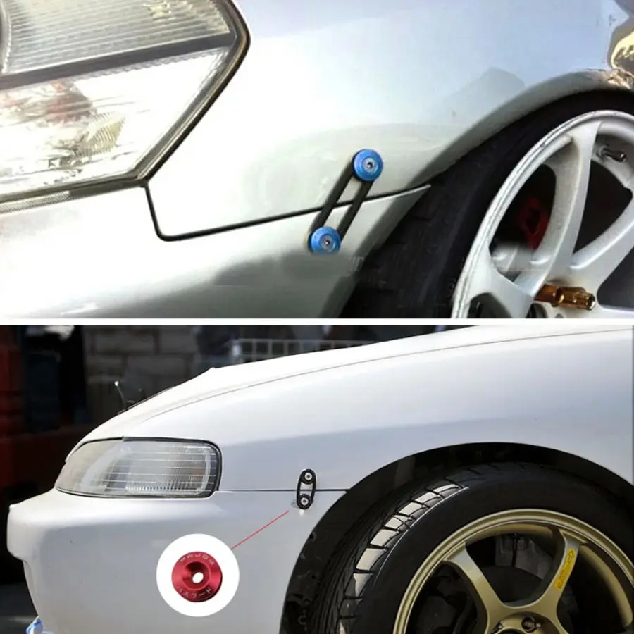 Automotive Front/Rear Bumper Fixing Buckles - Quick-Release Modification Fasteners with Surround Reinforcement Screws and Gaskets for Hatch Covers, Gasket