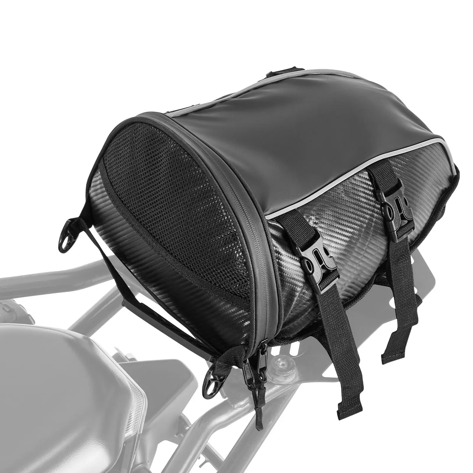 VEVOR 10L Universal Motorcycle Tail Bag, Waterproof Fabric Luggage with Rain Cover, Zipper, Buckle, Shoulder Strap, Inner Pocket, for Rear Seat/Trunk Rack, Ideal for Frequent Stops & Short Trips, Black