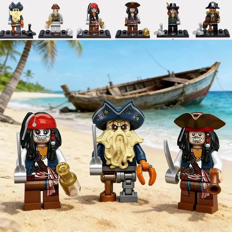 2026 new hot item Mini Blocks Navy Pirates Anime Figures Mini Bricks Toys Captain Jack Sparrow Caribbean Figure Blocks Children Assembly Toys