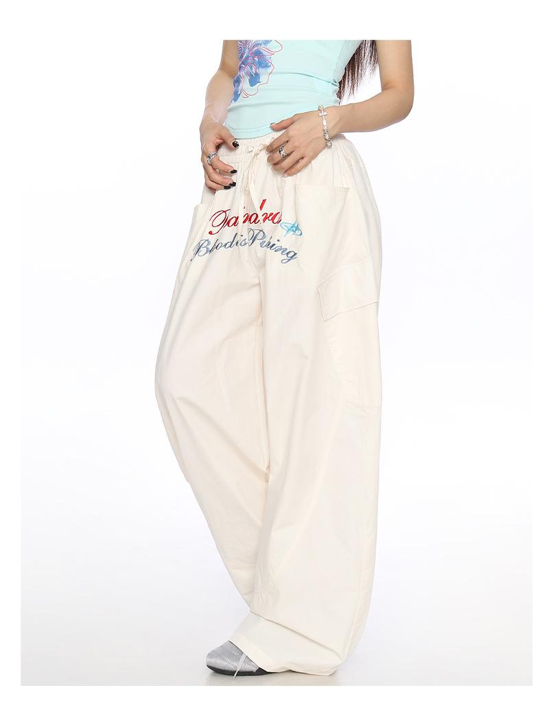 Women's American Vintage Lightweight Quick-Dry Cargo Parachute Pants - 2026 Summer New Loose Fit Slimming Wide-Leg Casual Trousers