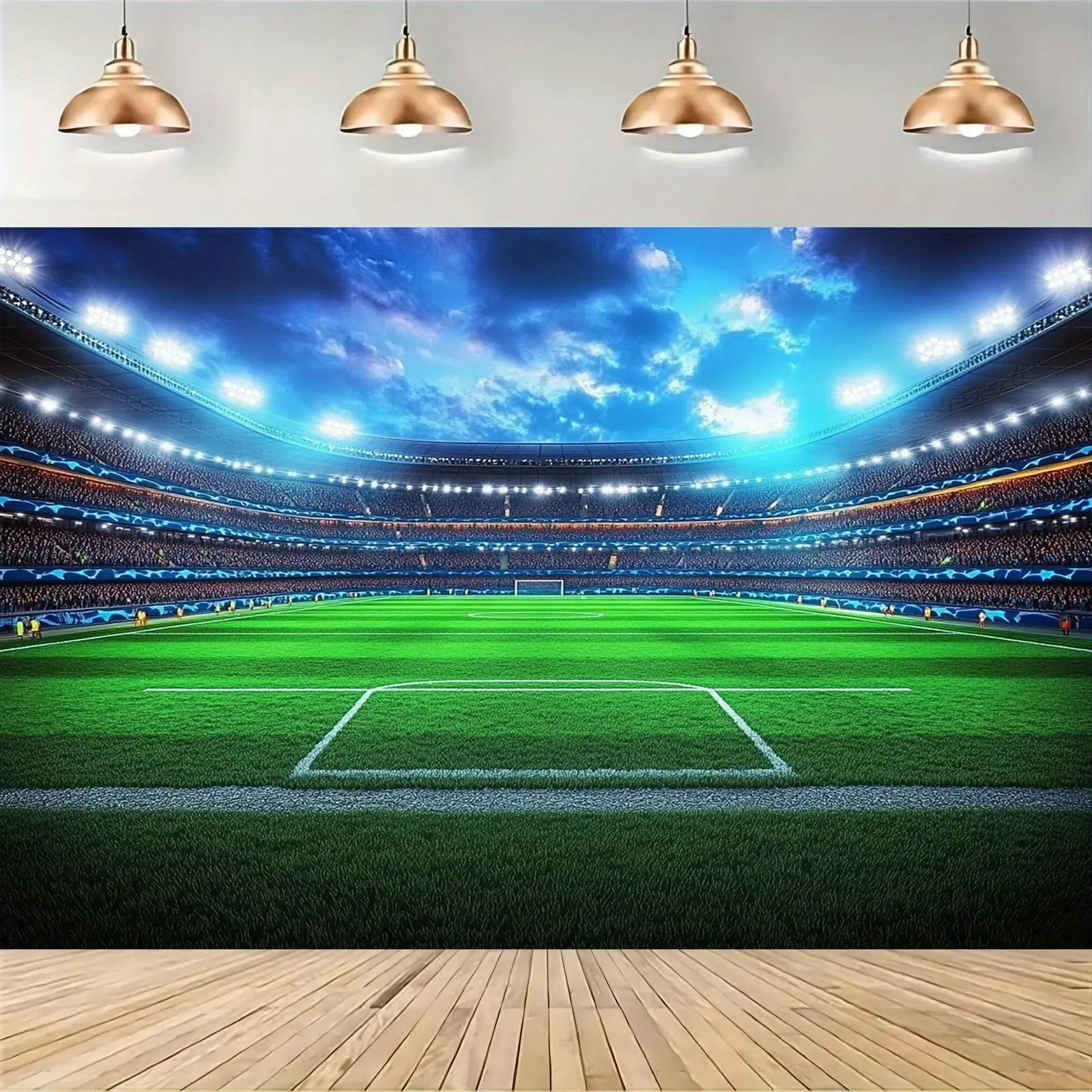 Football Stadium Night Backdrop Full Field Arena Theme Tapestry Wall Hanging Polyester Photography Background Sports Party Birthday Studio Decor Celebration Prop Banner