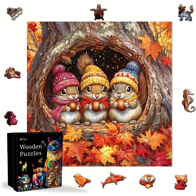 Colorful Squirrel Jigsaw Puzzle, Fantasy Fairytale, Unique Animal Puzzle, Adult & Family Challenge, Holiday Gift, Fairy Tale Aesthetic, Halloween Gift