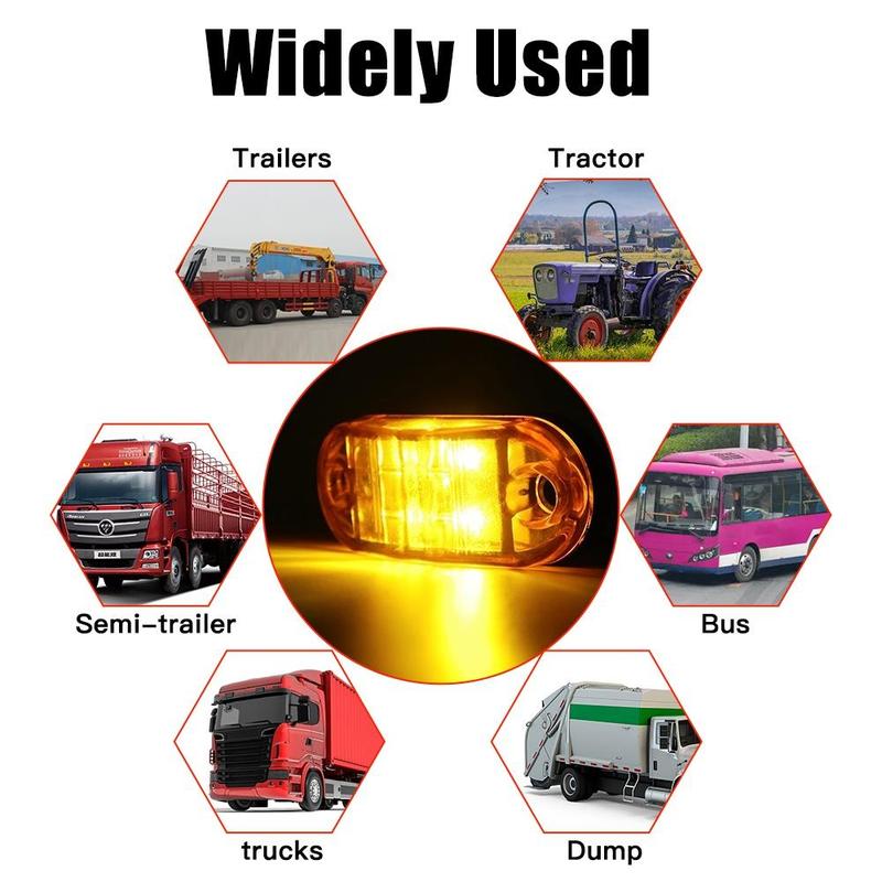 Car Side Marker Light, Side Lamp, 10pcs 4-LED Turn Signal Car Warning Light, Tail Light for Car, Truck, Trailer, RV, Boat, Universal Car Accessories