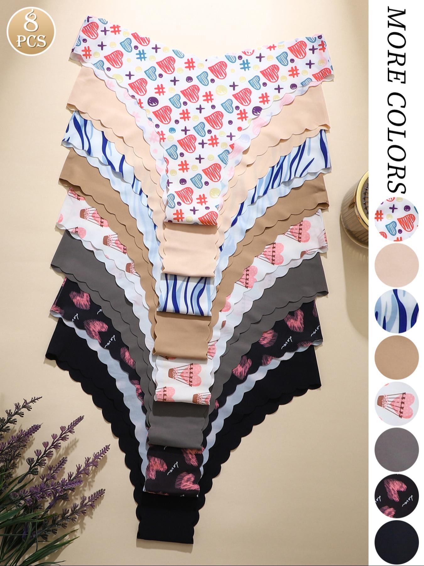 Women's 4/5/6/7/8/10-Piece Underwear Set, Leopard & Floral Prints, Fitted Breathable and Comfortable Design, All-Season Wear