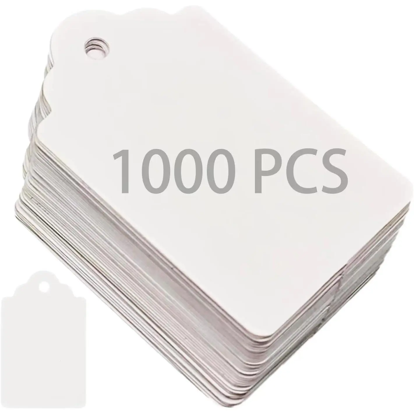 1000PCS White Blank Unstrung Price Tags, 1.75 x 1.093 Inches - Premium Quality Durable Paper Hang Tags for Clothing, Retail, Yard & Garage Sales, Ideal for Gift Labeling and Sale Pricing