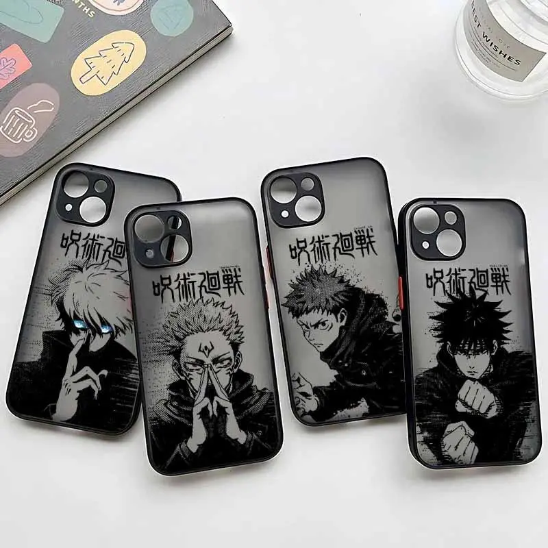 Jujutsu Kaisen Fantasy Anime Custom Smartphone Case - Frosted Translucent Soft Cover for Handheld Devices, iPhone 17,16E,16,15,14,13,12 Mini,Pro,Max,Plus with Enhanced Protection, Accessories, Casing