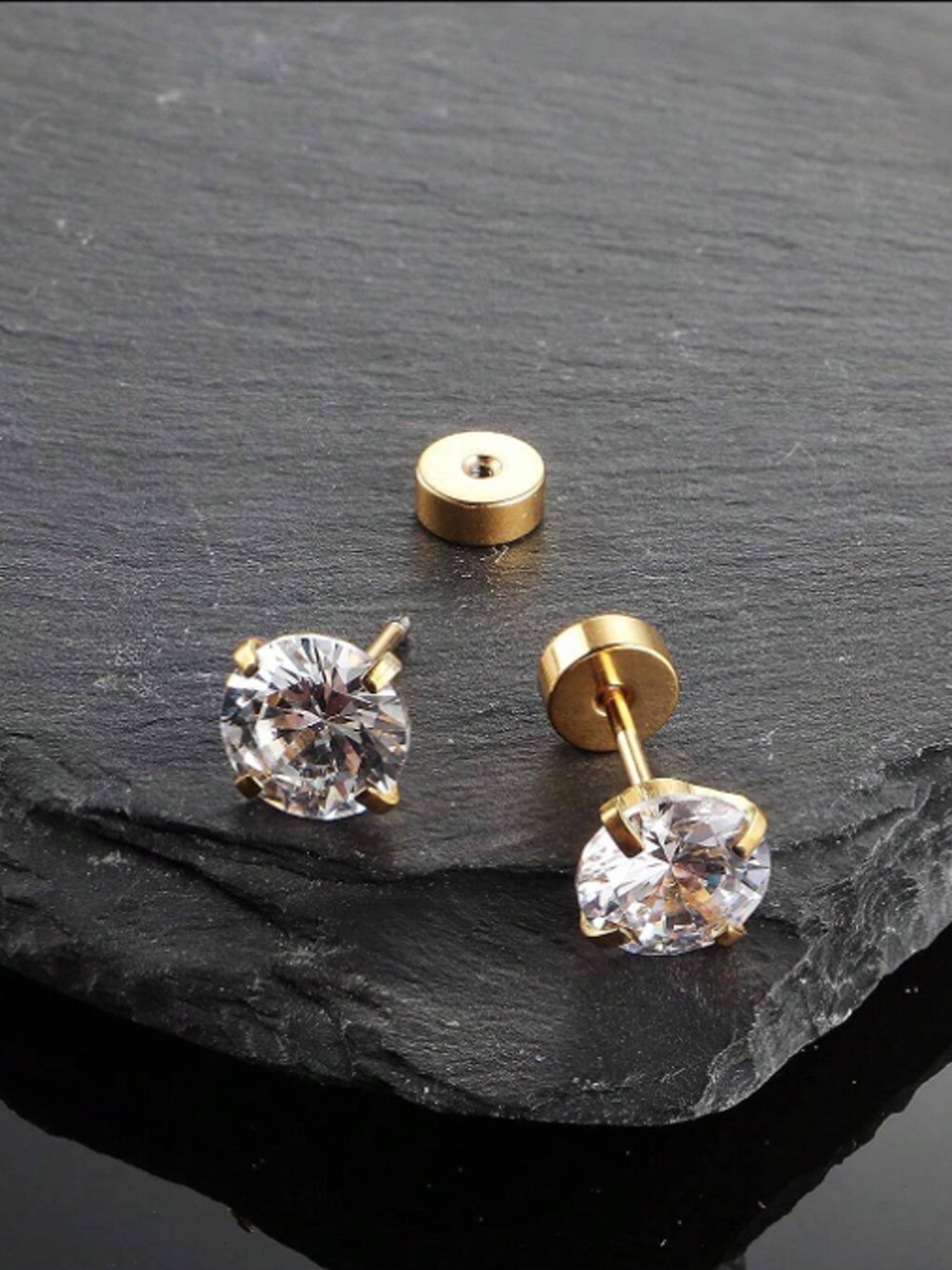 Unisex Rhinestone Decor Stud Earrings, Sparkling Ear Jewelry, 12 Pairs Stainless Steel Cartilage Earrings for Women & Girls, All-match Jewelry As Birthday Gift, Stud Earring Sets, Ear Studs, Earring Pack
