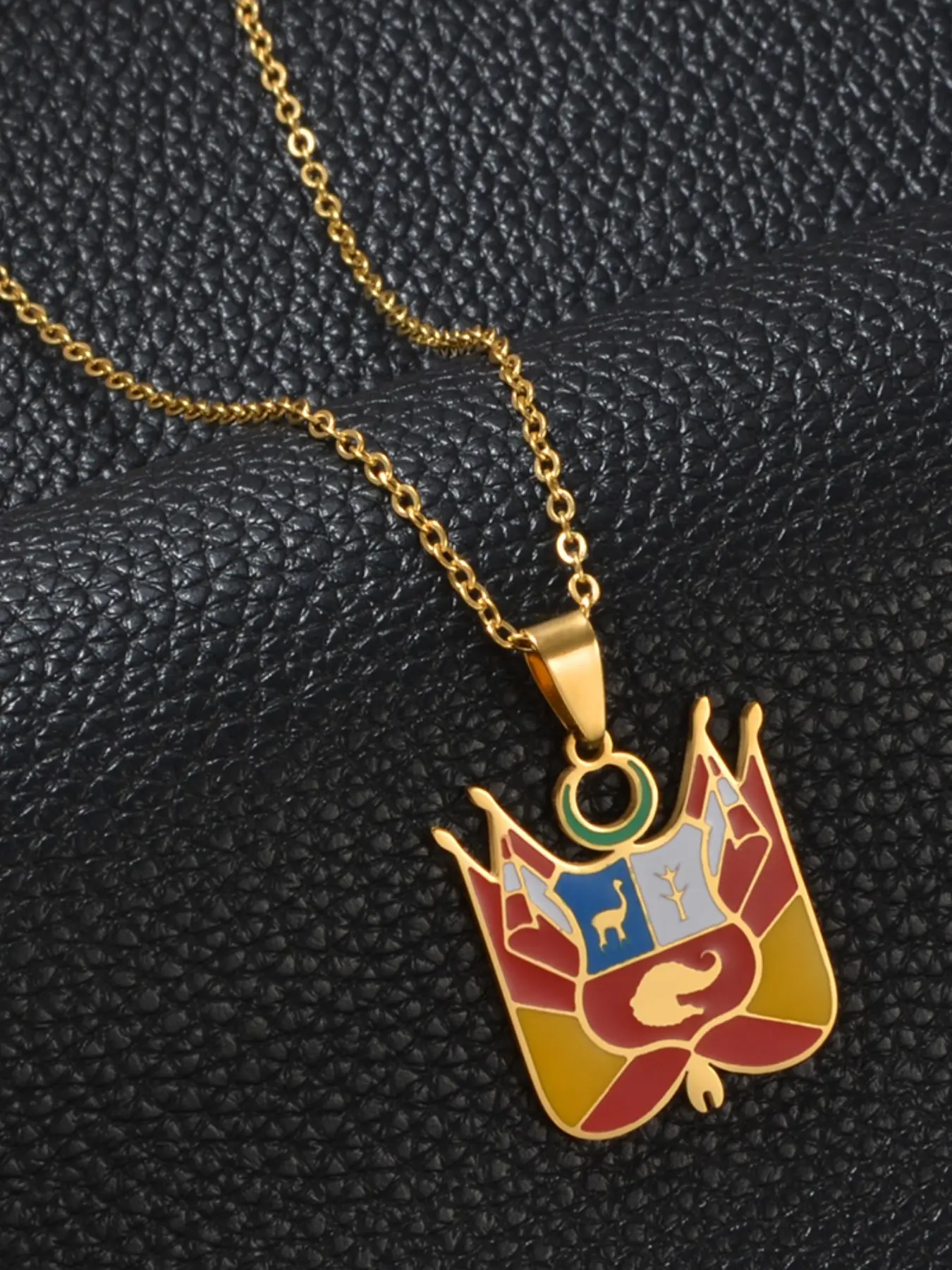 1pc Peru Flag Pendant Necklaces For Women Fashion Accessory Necklace Stainless Steel Chain Jewelry