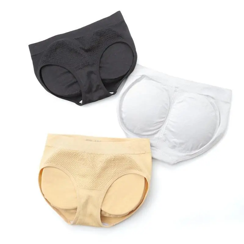 Women Sponge Padded Abundant Buttocks Pants Lady Push Up Middle Waist Panties Briefs Underwear Fake Ass Butt Lifter Hip