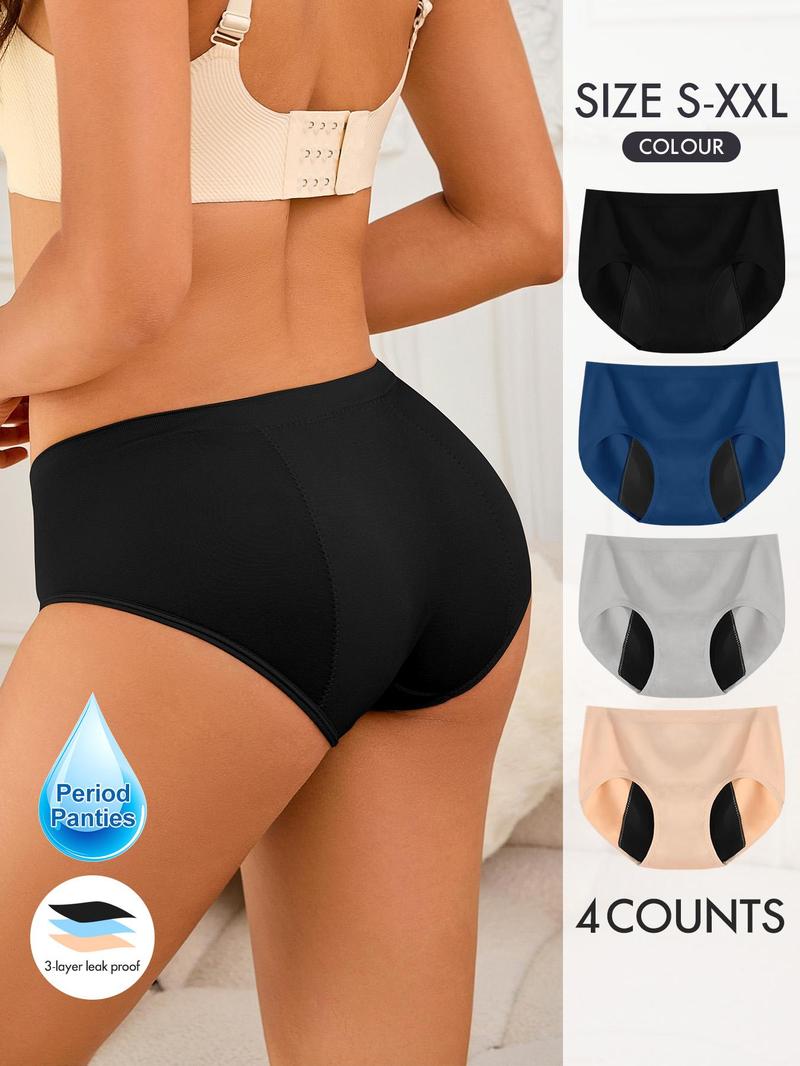 Women's Colorblock Seamless Period Panty, Soft Comfy Breathable Leakproof Knicker for Daily Wear for Women, Seamless Panties Set