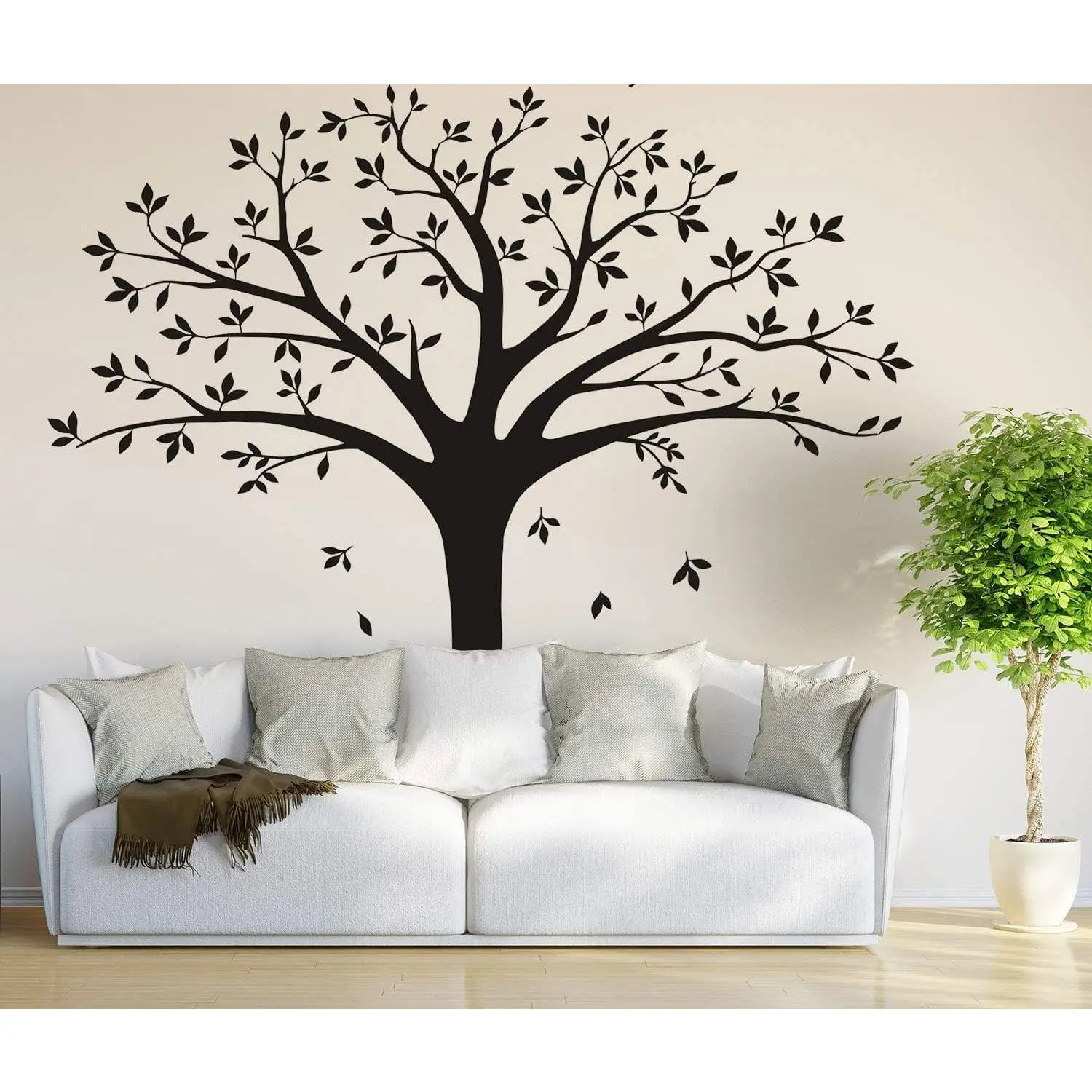 Large Family Tree Wall Decal Family Tree Photo Wall Decal Vinyl Tree Wall Stickers for  Decoration(220 x 250 cm, Black)