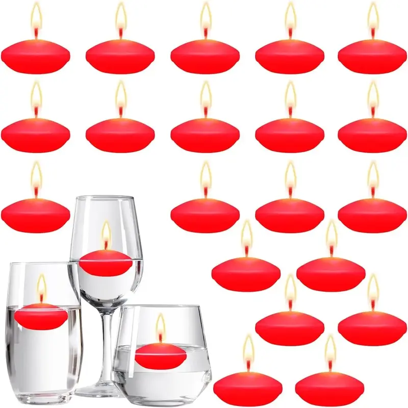 20 count Floating Candles Centerpieces for Wedding 1.5 Inch Small Unscented Floating Candles Decoration for Wedding Party Thanksgiving Halloween Christmas Holiday and  Pool Decor (Red)