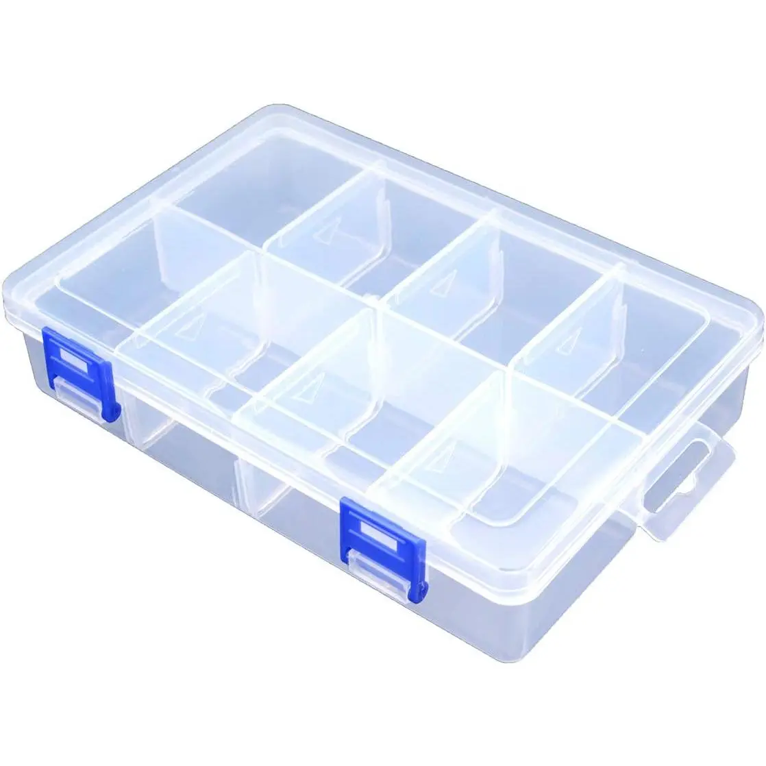Crafters' Plastic Compartment Storage Box - Adjustable Divider, Removable Customizable Slots, for Small Parts, Hardware Fittings (8 Grids-Large, 1 Pack)