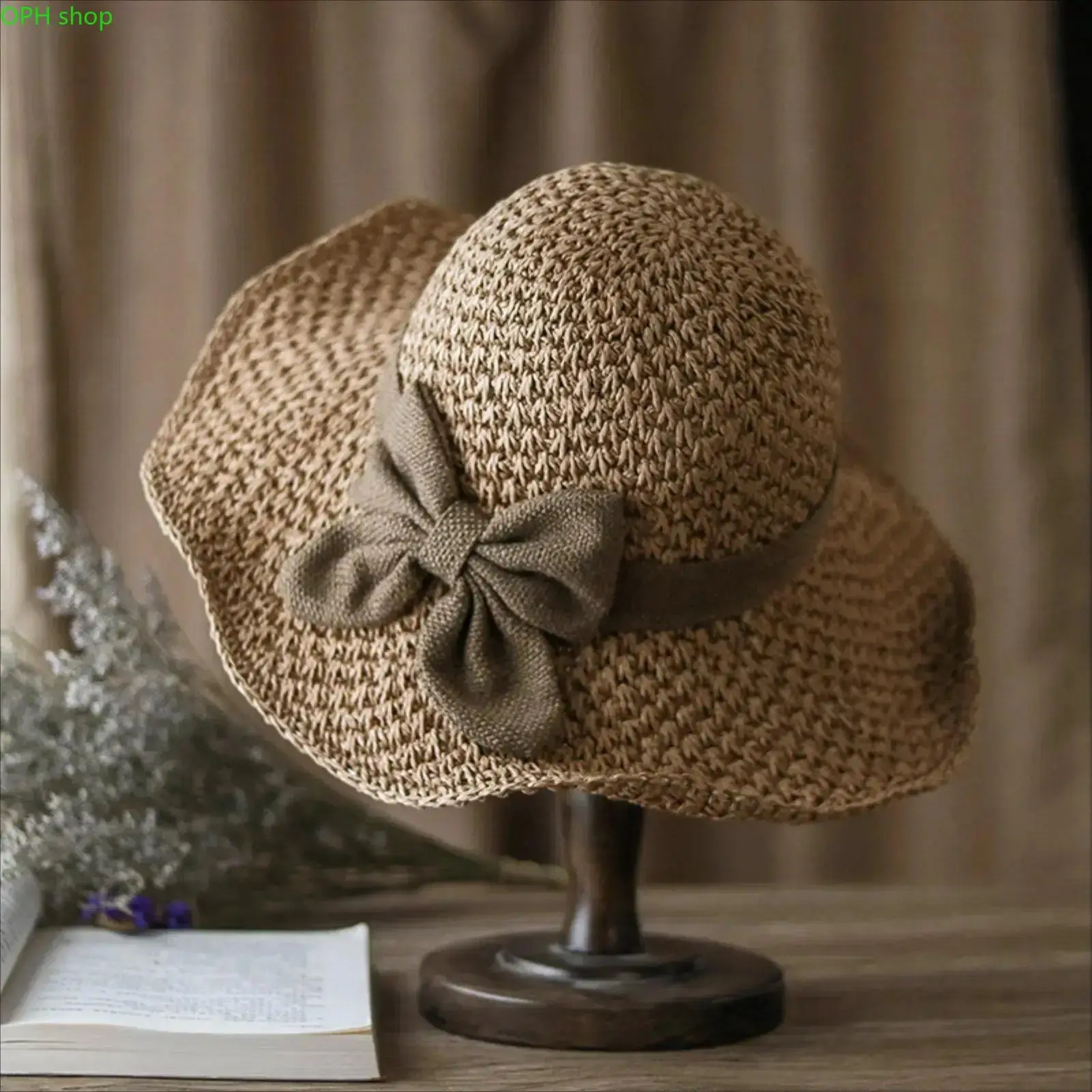 Women’s Wide Brim Crochet Straw Sun Hat with Bow - Foldable, Breathable, UV Protection Summer Accessory for Beach, Vacation & Everyday Outdoor Wear