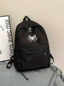 Spider Pattern Backpack, Cartoon Design, Casual Style, Nylon Material, Durable & Easy to Clean, Perfect for Daily Use