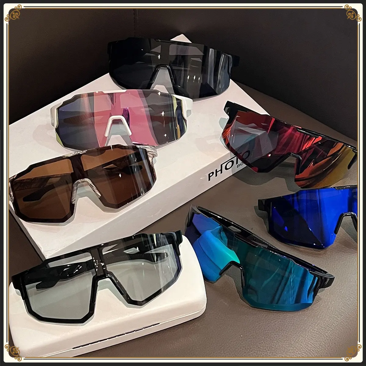 Sports Sunglasses with Multi-Color Oversize Frame and Windproof Shield Lens, Unisex Fit, Ideal Cycling Gear for Running and Baseball