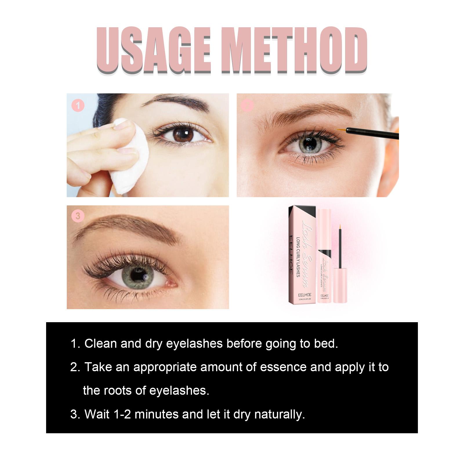 EELHOE Lash Serum with Panax Ginseng & Hyaluronic Acid, Nourishes Roots, Strengthens Fragile Lashes, Hydrates & Repairs, For Longer, Thicker, Curlier Natural Eyelashes, All Lash Types and browserum care liquid