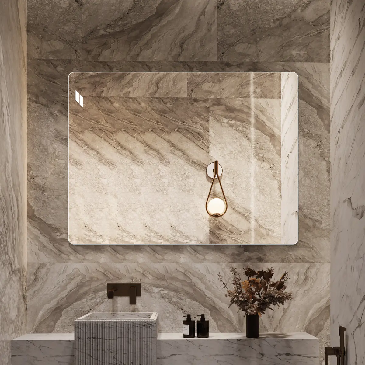 Frameless Rectangular Bathroom Mirror, 36x30x0.59in 5mm Glass with Copper-Free Silver Shatterproof Backing, Modern Thin Frame, Distortion-Free Crystal-Clear Reflection, Moisture Resistant, Horizontal/Vertical Mount for Shower Vanity