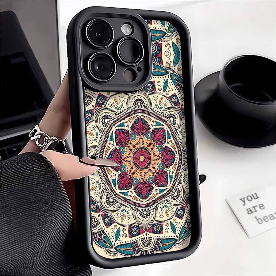 Mandala Pattern Phone Case Suitable for Apple iPhone 17 E Air Pro ProMax iPhone16 15 14 Plus 13 12 Mini 11 X XS XR Shock Proof All Inclusive Lens Protection Vintage Exquisite Can be given to friends