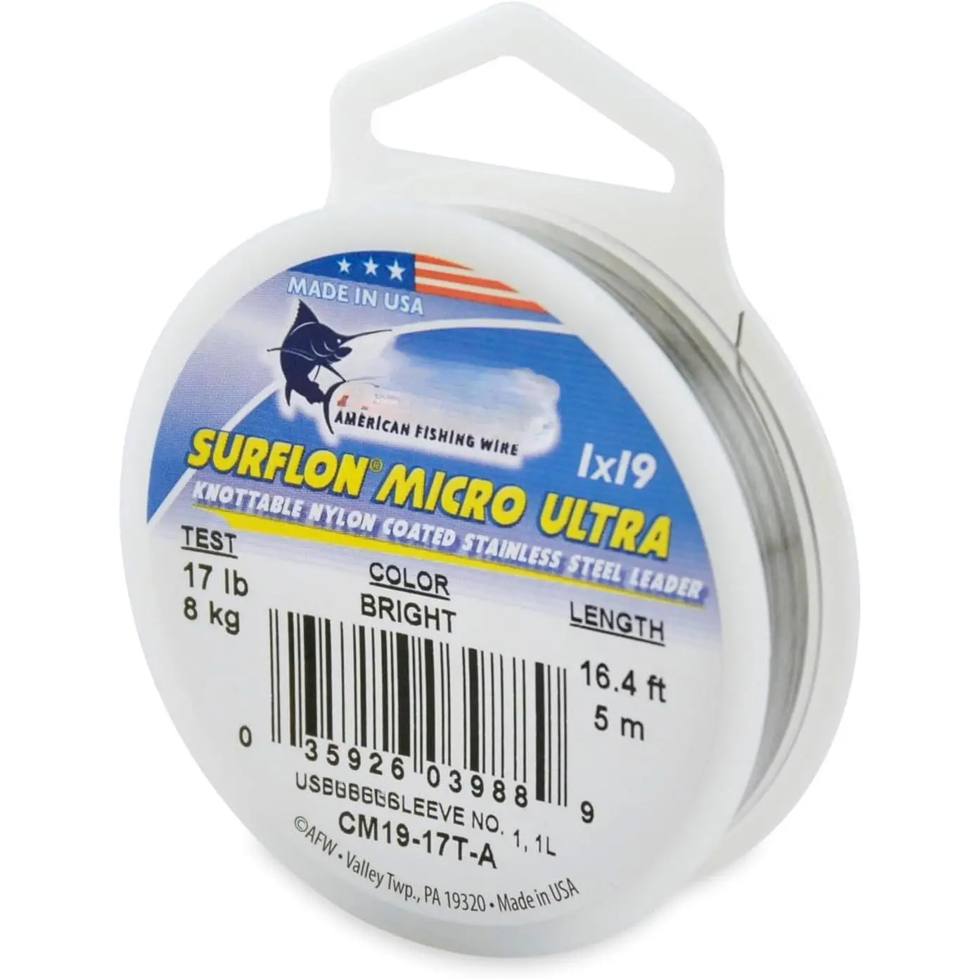 Fishing Wire Surflon  Ultra Nylon Coated 1x19 Stainless Steel Leader Wire - Knottable Fishing Leaders Saltwater & Fly Fishing, 6lb Test - 61lb Test, Bright, Black & Camo Colors