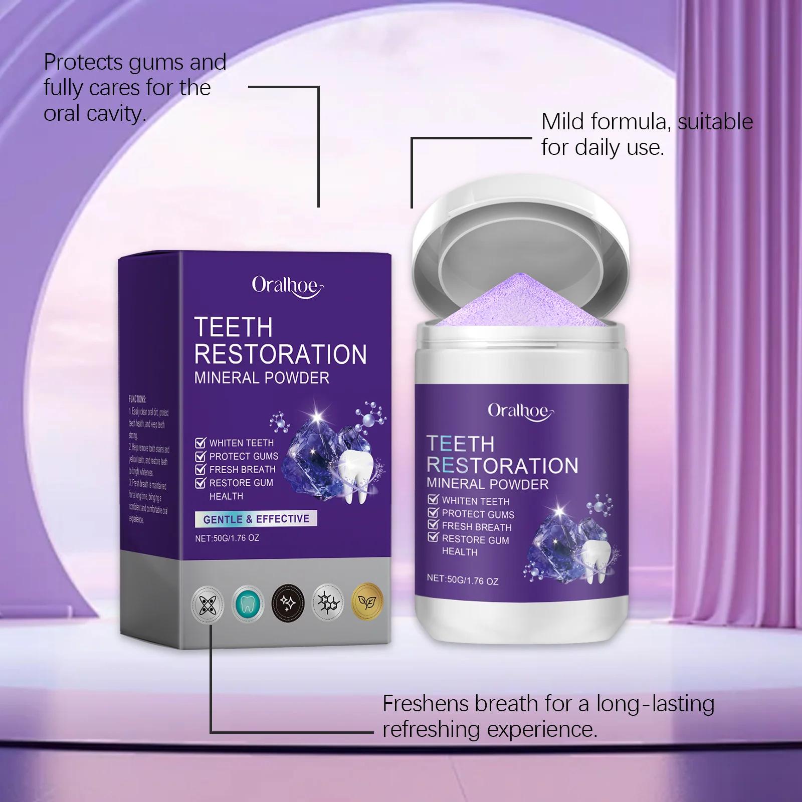 Gentle Purple Teeth Whitening Powder - Teeth Stain Cleaner for Sensitive Gums, Daily Oral Care, Brightening, Anti-Decay, Bad Breath Removal, Gum Strengthening, Non-Irritating Bleaching Alternative, Restore Radiant Dental Clean