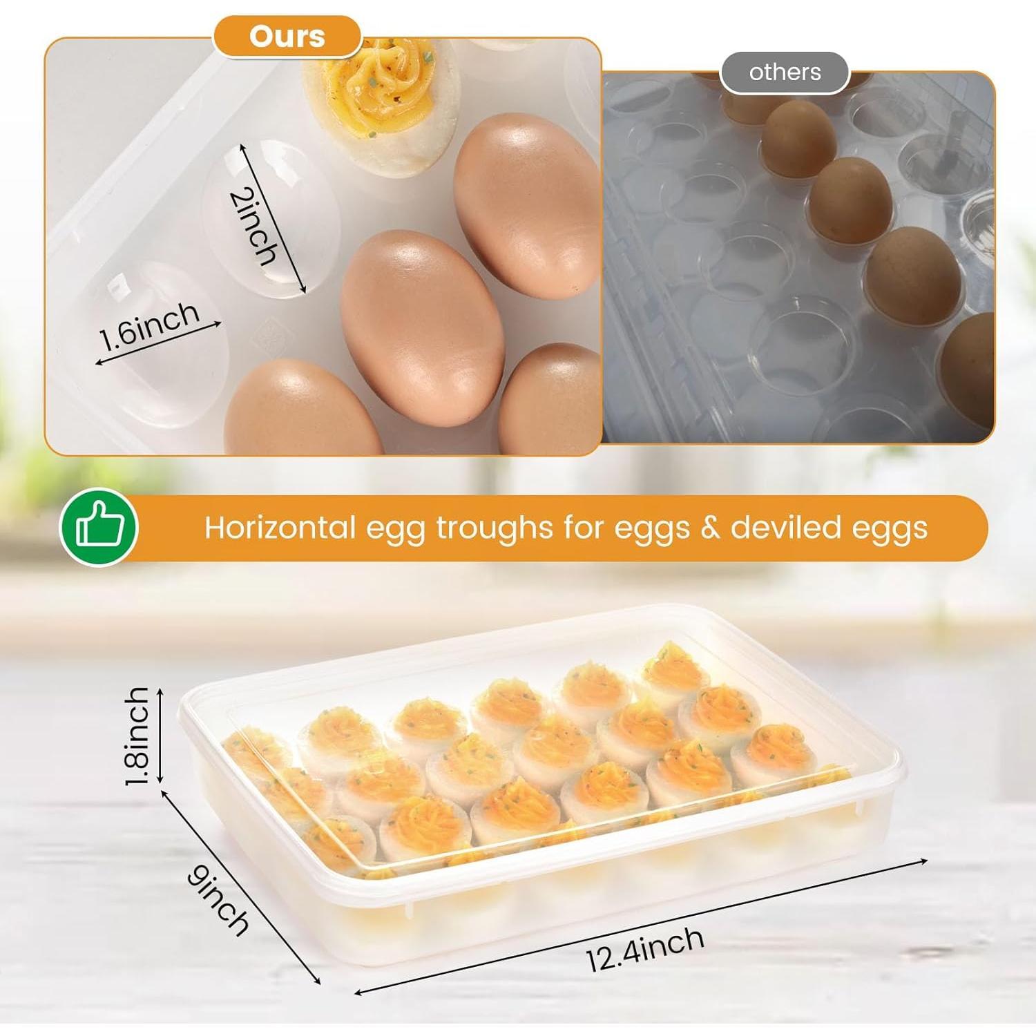 Deviled Egg Containers with Lid, Deviled Egg Tray Holder Carrier with Lid for 24 Eggs for  Party Kitchen Supplies Refrigerator Storage