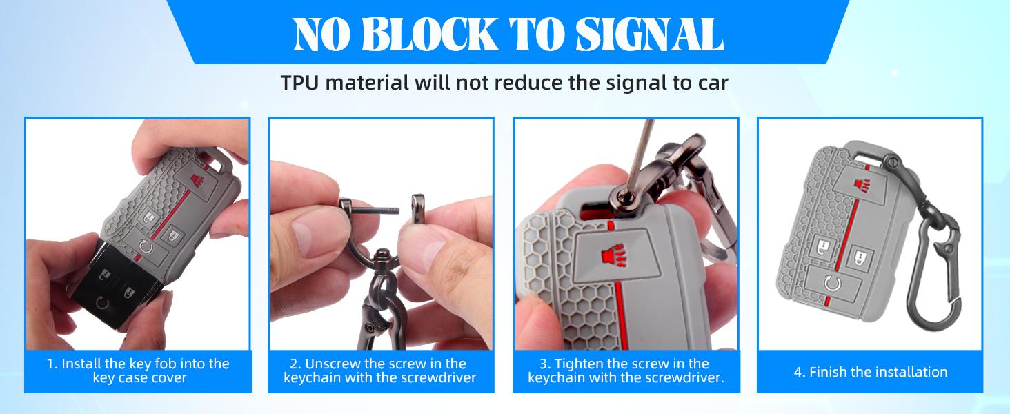 BASIC SUPPLY 2PCS for Chevrolet Key Fob Cover, Soft Silicone Key Shell Full Protection Compatible with GMC Chevy Colorado Silverado Suburban Tahoe Silverado Sierra Yukon Canyon (Black Blue+Black red)